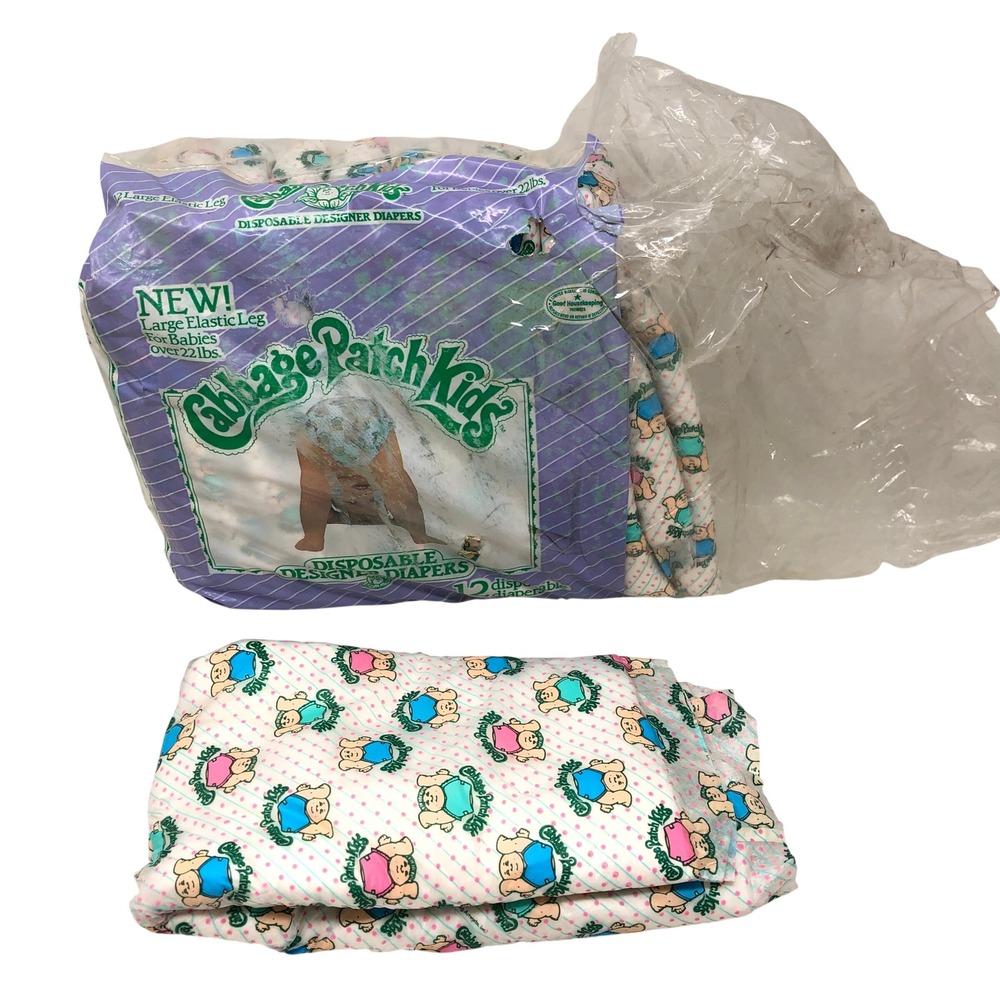 Vintage Cabbage Patch Kids Disposable Designer Diapers 22+lbs Partial Pack of 10